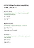 DEFENSIVE DRIVING COURSE EXAM 3 EXAM&NewLine;REVIEW STUDY NOTES