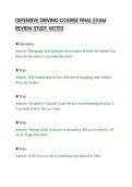 DEFENSIVE DRIVING COURSE FINAL&NewLine;COMPREHENSIVE STUDY GUIDE