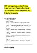 NYC Management Auditor Trainee&NewLine;Exam Complete Practice Test Bank &ndash;&NewLine;300 Questions with Verified Answers &&NewLine;Detailed Rationales