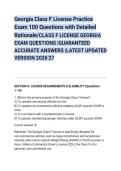 Georgia Class F License Practice&NewLine;Exam 100 Questions with Detailed&NewLine;Rationale&sol;CLASS F LICENSE GEORGIA&NewLine;EXAM QUESTIONS &vert;GUARANTEED&NewLine;ACCURATE ANSWERS &vert;LATEST UPDATED&NewLine;VERSION 2026&rsquo;27