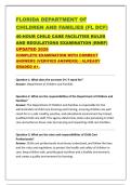 FLORIDA DEPARTMENT OF &NewLine;CHILDREN AND FAMILIES &lpar;FL DCF&rpar; &NewLine;40-HOUR CHILD CARE FACILITIES RULES &NewLine;AND REGULATIONS EXAMINATION &lpar;RNRF&rpar; &NewLine;UPDATED 2026 &NewLine;COMPLETE EXAMINATION WITH CORRECT &NewLine;ANSWERS &lpar;VERIFIED ANSWERS&rpar; &vert; ALREADY &NewLine;GRADED A&plus;&period;