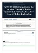 NIMS ICS-100&percnt; Introduction to the Incident Command System Questions & Answers 2026-2027 Latest Edition &lpar;Rationales&rpar;