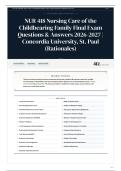 NUR 418 Nursing Care of the Childbearing Family Final Exam Questions & Answers 2026&sol;2027 Concordia University&comma; St&period; Paul &lpar;Rationales&rpar;