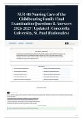 NUR 418 Nursing Care of the Childbearing Family Final Examination Questions & Answers 2026&sol;2027 Updated Concordia University&comma; St&period; Paul &lpar;Rationales&rpar;