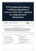 PTCB Medication History Certificate Questions & Answers 2026-2027 Updated & Comprehensive &lpar;Rationales&rpar;