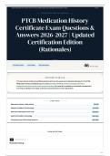 PTCB Medication History Certificate Exam Questions & Answers 2026-2027 Updated Certification Edition &lpar;Rationales&rpar;