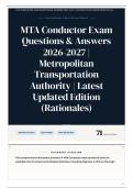MTA Conductor Exam Questions & Answers 2026&sol;2027 Metropolitan Transportation Authority Latest Updated Edition &lpar;Rationales&rpar;