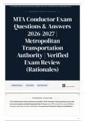 MTA Conductor Exam Questions & Answers 2026&sol;2027 Metropolitan Transportation Authority Verified Exam Review &lpar;Rationales&rpar;