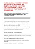 IDAHO JUVENILE PROBATION OFFICER EXAM 2026 &vert; ULTIMATE PRACTICE QUESTIONS&comma; VERIFIED ANSWERS & DETAILED RATIONALES &vert; POST CERTIFICATION STUDY GUIDE &vert; JUST RELEASED PDF