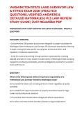 WASHINGTON STATE LAND SURVEYOR LAW & ETHICS EXAM 2026 &vert; PRACTICE QUESTIONS&comma; VERIFIED ANSWERS & DETAILED RATIONALES &vert; PLS LAW REVIEW STUDY GUIDE &vert; JUST RELEASED PDF