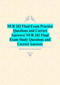 NUR 242 Medical Surgical Nursing Final Exam Practice Questions and Correct Answers&sol; NUR 242 Final Exam Study Questions and Correct Answers