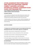 ATI RN LEADERSHIP PROCTORED EXAM 2026 &vert; PRACTICE QUESTIONS&comma; VERIFIED CORRECT ANSWERS & DETAILED RATIONALES &vert; NURSING LEADERSHIP STUDY GUIDE &vert; JUST RELEASED PDF