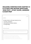 BUILDING CONSTRUCTION CHAPTER 32 & 33 QUIZ AND REVIEW QUESTIONS 2026&sol;2027 &vert; STUDY GUIDE&comma; ANSWERS & EXAM PREP