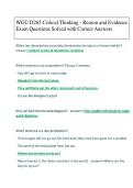 WGU D265 Critical Thinking - Reason and Evidence Exam Questions Solved with Correct Answers