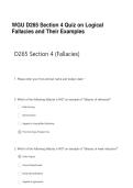 WGU D265 Section 4 Quiz on Logical Fallacies and Their Examples