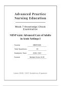 NRNP 6566 ADVANCED CARE ADULTS ACUTE SETTINGS I WEEK 7 KNOWLEDGE CHECK 2026&sol;2027 &vert; Questions & Verified Answers &vert; Latest Update &vert; Pass Guaranteed - A&plus; Graded&NewLine;&NewLine;