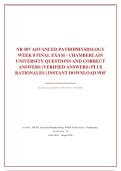NR 507 ADVANCED PATHOPHYSIOLOGY WEEK 8 FINAL EXAM &ndash; CHAMBERLAIN UNIVERSITY QUESTIONS AND CORRECT ANSWERS &lpar;&rpar; PLUS RATIONALES &vert; INSTANT