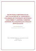 NR 509 WEEK 4 MIDTERM EXAM &ndash; ADVANCED PHYSICAL ASSESSMENT &ndash; CHAMBERLAIN UNIVERSITY QUESTIONS AND CORRECT ANSWERS &lpar;&rpar; PLUS RATIONALES