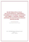 NR 509 WEEK 8 FINAL EXAM &ndash; ADVANCED PHYSICAL ASSESSMENT &ndash; CHAMBERLAIN UNIVERSITY QUESTIONS AND CORRECT ANSWERS &lpar;&rpar; PLUS RATIONALES &vert; P