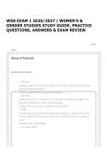WGS EXAM 1 2026&sol;2027 &vert; WOMEN'S & GENDER STUDIES STUDY GUIDE&comma; PRACTICE QUESTIONS&comma; ANSWERS & EXAM REVIEW