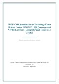 WGU C180 Introduction to Psychology Exam &vert; Latest Update 2026&sol;2027 &vert; 200 Questions and &vert; Complete Q&A Guide &vert; A&plus; Graded