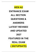 HESI A2 Entrance Exam &vert; All Sections Practice Questions & Verified Answers &vert; Updated 2027&sol;2028 Study Guide