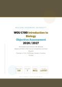 WGU C190 OBJECTIVE ASSESSMENT 2026&sol;2027 &vert; Introduction to Biology Complete Guide &vert; Verified Q&A &vert; 100&percnt; Correct &vert; Pass Guaranteed - A&plus; Graded&NewLine;&NewLine;