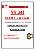 NR 341 Exam 1&comma; 2 & Final Exam - Chamberlain Complex Adult Health &lpar;2026&rpar; Actual Questions & Verified Answers &vert; Guarantee Pass