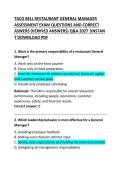 Taco Bell Restaurant General Manager Assessment Exam Questions and Correct Answers 2026 &ndash; Comprehensive Practice Test & Study Guide
