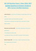 NR 228 Nutrition Exam 2 &lpar;New 2026 2027 Update&rpar; Questions & Answers -Grade A- 100- Correct &lpar;Verified Solutions&rpar;&period;