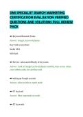 DMI SPECIALIST SEARCH MARKETING&NewLine;CERTIFICATION EVALUATION VERIFIED&NewLine;QUESTIONS AND SOLUTIONS FULL REVIEW&NewLine;PACK