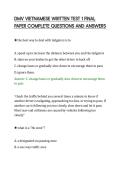 DMV VIETNAMESE WRITTEN TEST 1 FINAL&NewLine;PAPER COMPLETE QUESTIONS AND ANSWERS