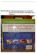 TEST BANK For Pharmacotherapeutics for Advanced Practice Nurse Prescribers&comma; 4th edition Woo Robinson