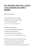 DMV VIETNAMESE WRITTEN TEST 1 UPDATED&NewLine;ACTUAL QUESTIONS AND CORRECT&NewLine;ANSWERS