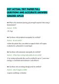 DOT ACTUAL TEST PAPER FULL&NewLine;QUESTIONS AND ACCURATE ANSWERS&NewLine;GRADED APLUS