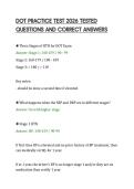 DOT PRACTICE TEST 2026 TESTED&NewLine;QUESTIONS AND CORRECT ANSWERS