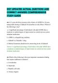 DOT UPDATED ACTUAL QUESTIONS AND&NewLine;CORRECT ANSWERS COMPREHENSIVE&NewLine;STUDY GUIDE