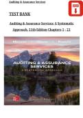 TEST BANK Auditing & Assurance Services&colon; A Systematic Approach&comma; 11th Edition Chapters&NewLine;