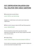 DOT CERTIFICATION EVALUATION 2026&NewLine;FULL SOLUTION VIEW AHEAD QUESTIONS