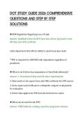 DOT STUDY GUIDE 2026 COMPREHENSIVE&NewLine;QUESTIONS AND STEP BY STEP&NewLine;SOLUTIONS