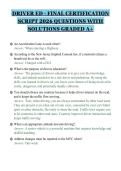 DRIVER ED - FINAL CERTIFICATION&NewLine;SCRIPT 2026 QUESTIONS WITH&NewLine;SOLUTIONS GRADED A&plus;