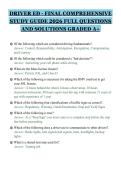 DRIVER ED - FINAL COMPREHENSIVE&NewLine;STUDY GUIDE 2026 FULL QUESTIONS&NewLine;AND SOLUTIONS GRADED A