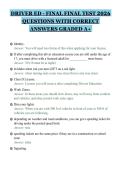 DRIVER ED - FINAL FINAL TEST 2026&NewLine;QUESTIONS WITH CORRECT&NewLine;ANSWERS GRADED A&plus;