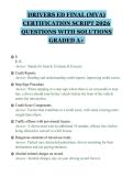 DRIVERS ED FINAL &lpar;MVA&rpar;&NewLine;CERTIFICATION SCRIPT 2026&NewLine;QUESTIONS WITH SOLUTIONS&NewLine;GRADED A&plus;