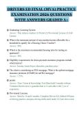 DRIVERS ED FINAL &lpar;MVA&rpar; PRACTICE&NewLine;EXAMINATION 2026 QUESTIONS&NewLine;WITH ANSWERS GRADED A&plus;