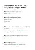 DRIVERS ED FINAL MVA ACTUAL EXAM&NewLine;QUESTIONS AND CORRECT ANSWERS