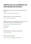 DRIVERS ED FINAL MVA COMPREHENSIVE TEST&NewLine;PAPER QUESTIONS AND SOLUTIONS