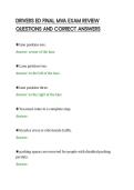DRIVERS ED FINAL MVA EXAM REVIEW&NewLine;QUESTIONS AND CORRECT ANSWERS