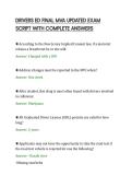 DRIVERS ED FINAL MVA UPDATED EXAM&NewLine;SCRIPT WITH COMPLETE ANSWERS