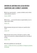 DRIVERS ED MIDTERM MVA EXAM REVIEW&NewLine;QUESTIONS AND CORRECT ANSWERS